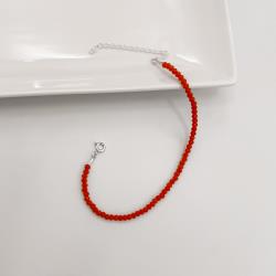 Pulseira cristal coral 3mm 16cm com alongadora