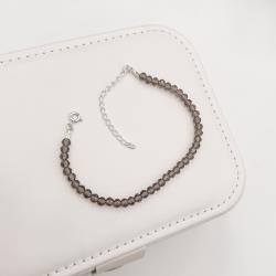 Pulseira cristal fumê transparente 4mm 16cm com alongadora