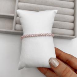 Pulseira cristal rosa irisado 4mm 16cm com alongadora