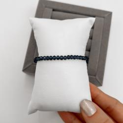 Pulseira cristal azul escuro transparente 4mm 16cm com alongadora