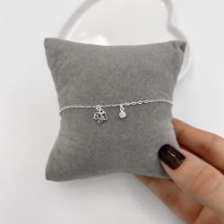 Pulseira pingentes cachorrinho e zircônia 4mm