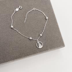Pulseira entremeio bolas com pingente medalha Nsa. Sra. Aparecida cravejada 12mm