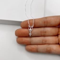 Colar pingente medalha Nsa. Sra. Aparecida com pingente cruz cravejada 17mm corrente cadeadinho 40+5cm