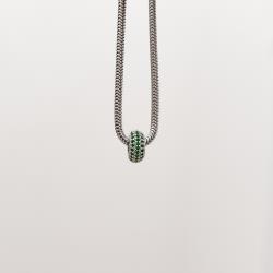 Berloque separador triplo cravejado verde 10mm