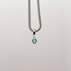 Berloque pingente zircônia coração acqua 5mm