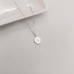 Colar pingente medalha a tua graça me basta 14mm com zircônias 45cm