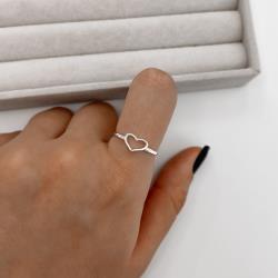 Anel coração vazado com bolinhas