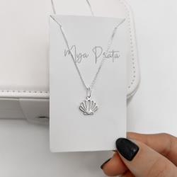 Colar pingente concha vazada 12mm 45cm