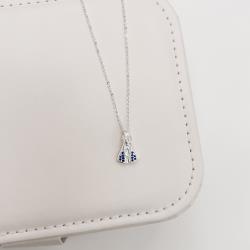 Colar Nsa. Sra. Aparecida com cravejado azul 13mm corrente cadeadinho 45cm