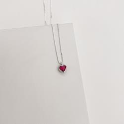 Colar zircônia coração cereja embutida 6mm 40cm