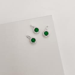 Pingente zircônia redonda esmeralda com cravejado 8mm 