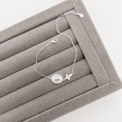 Pulseira entremeios medalha Nsa. Sra. de Guadalupe e cruz cravejada