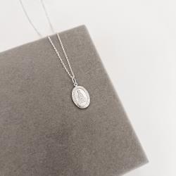 Colar pingente medalha dupla face Nsa. Sra. Aparecida e cruz 16mm corrente cadeadinho 45cm