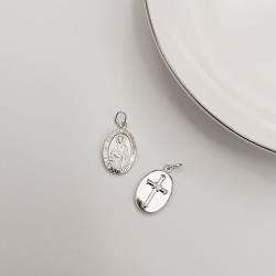 Pingente medalha dupla face São Benedito e cruz 16mm 