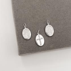 Pingente medalha dupla face São Pedro e cruz 16mm 