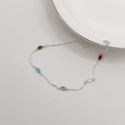 Pulseira entremeios zircônias navetes coloridas 6mm corrente cartier 