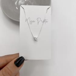 Colar zircônia redonda 6mm caixa alta 40cm