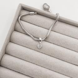 Berloque pingente coração cravejado 6mm 