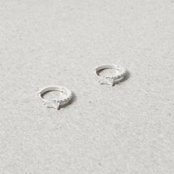 Argola click zircônia gota com cravejado 12mm