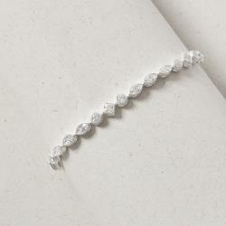 Pulseira entremeios zircônias redonda, losango e navete 6mm 16+5cm