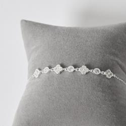 Pulseira entremeio trevos com zircônias 6mm 16+5cm