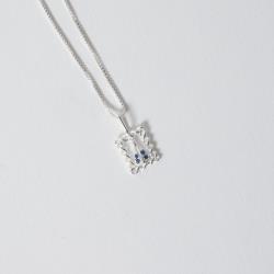 Colar pingente medalha Nsa. Sra. Aparecida cravejada azul 9mm 45cm