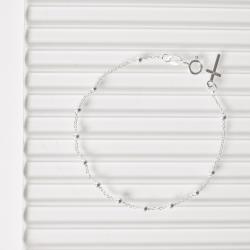 Pulseira terço bolas 2.4mm corrente cadeado