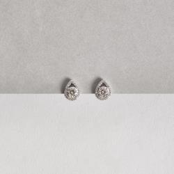 Brinco moissanite 5mm com gota vazada cravejada ródio