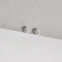 Brinco moissanite cristal 5mm com quadrado cravejado ródio