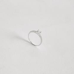 Anel meia aliança com solitário 5mm 