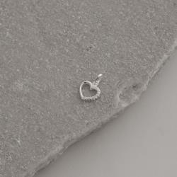 Pingente coração vazado metade cravejado 10mm