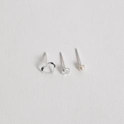 Trio pérola, zircônia e coração vazado