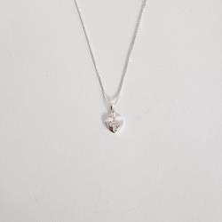 Colar pingente coração com cruz cravejada 8mm 40cm