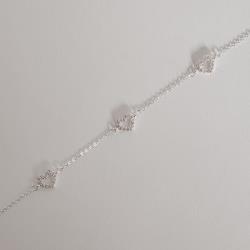 Pulseira entremeios corações vazados cravejados 7mm 16+4cm