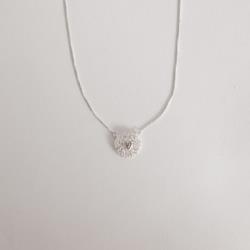 Colar medalha zircônia coração com cravejado 14mm v15 45cm