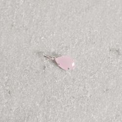 Pingente zircônia gota rosa leitoso 12mm