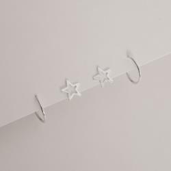 Dupla estrela vazada 8mm e argola 12mm