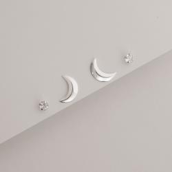 Dupla zircônia redonda 4mm e lua 12mm