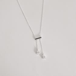 Colar entremeio bastão cravejado com pingentes zircônias gota 7mm 40+5cm