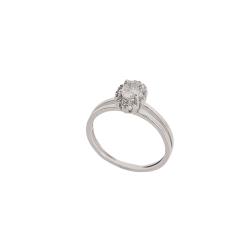 Anel fio duplo solitário cravejado