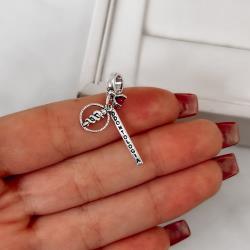 Berloque pingente placa Odontologia com símbolo e zircônia cereja envelhecido