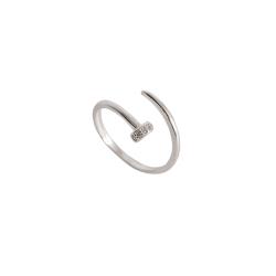 Anel prego detalhe cravejado regulável P