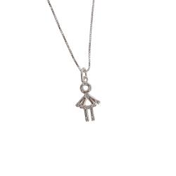 Colar pingente menina com zircônias 14mm 45cm