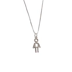 Colar pingente menino com zircônias 14mm 45cm