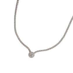 Colar Riviera 2mm com botão cravejado 40+5cm