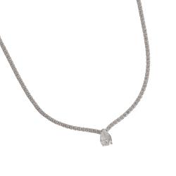 Colar Riviera 1.7 com zircônia gota 7mm 40+5cm