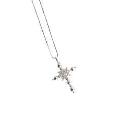 Colar cruz trabalhada com cravejado 22mm 45cm