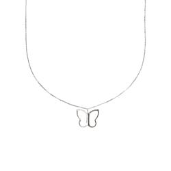 Colar pingente borboleta vazada 13mm 45cm