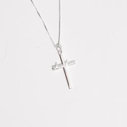 Colar pingente cruz escrito Amém 26mm 45cm