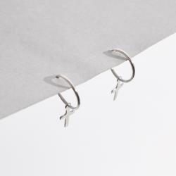 Argola 12mm pingente cruz 9mm